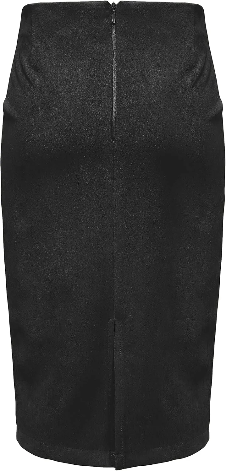 Women's Faux Suede Midi Pencil Skirt