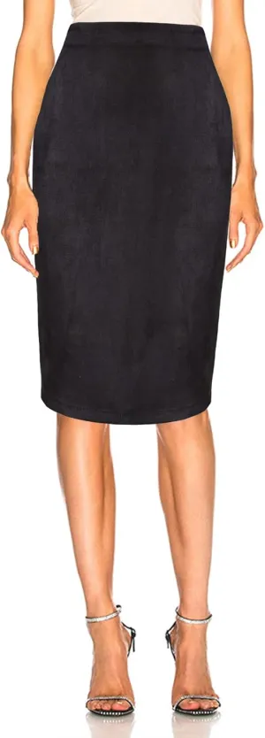 Women's Faux Suede Midi Pencil Skirt