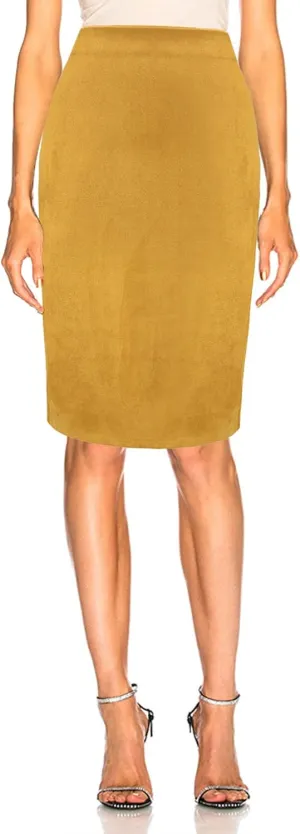 Women's Faux Suede Midi Pencil Skirt