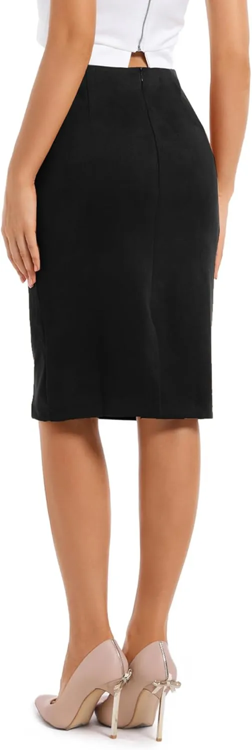 Women's Faux Suede Midi Pencil Skirt