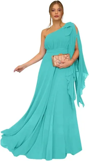 Women's Formal Dresses 2025 Chiffon Elegant Evening Dresses for Women One Shoulder A-Line Wedding Guest Dresses Long