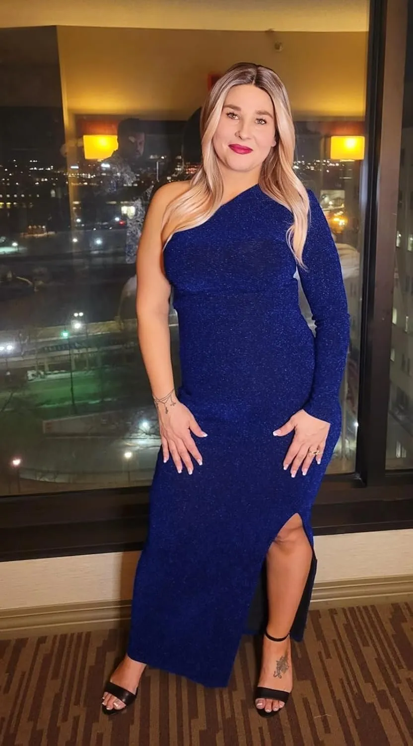 Women's Formal Dresses Elegant Long Sleeve Evening Party Dress Sexy One Shoulder High Split Cocktail Gowns