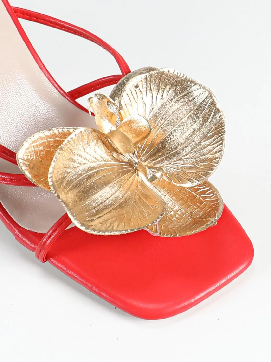 Women's High Heel Sandals - Strappy Party Shoes with Gold Heel & Toe Accent, Fashionable Dress Heels for Evening Events, Dates & Special Occasions