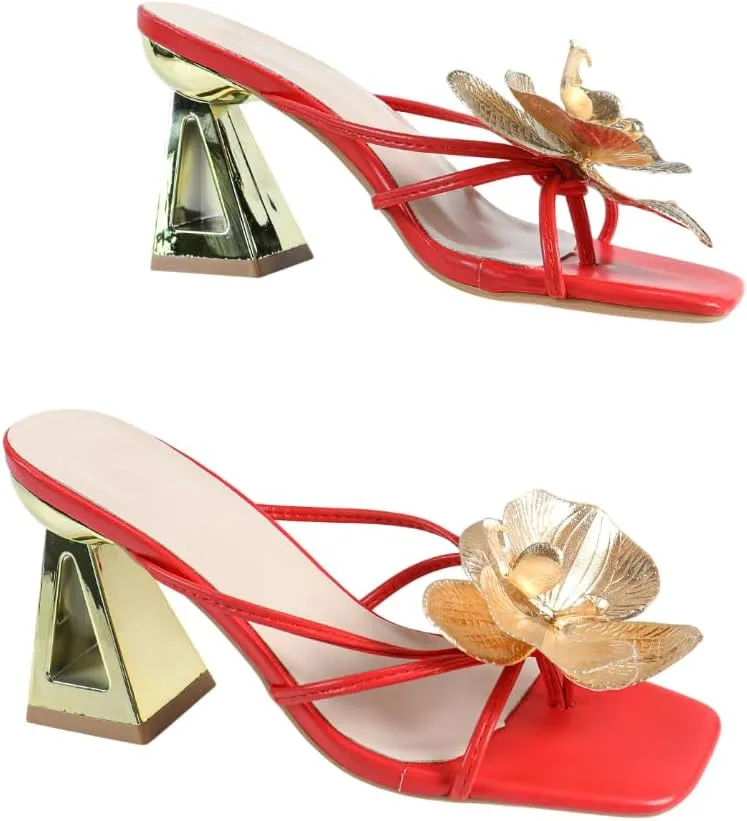 Women's High Heel Sandals - Strappy Party Shoes with Gold Heel & Toe Accent, Fashionable Dress Heels for Evening Events, Dates & Special Occasions