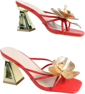 Women's High Heel Sandals - Strappy Party Shoes with Gold Heel & Toe Accent, Fashionable Dress Heels for Evening Events, Dates & Special Occasions