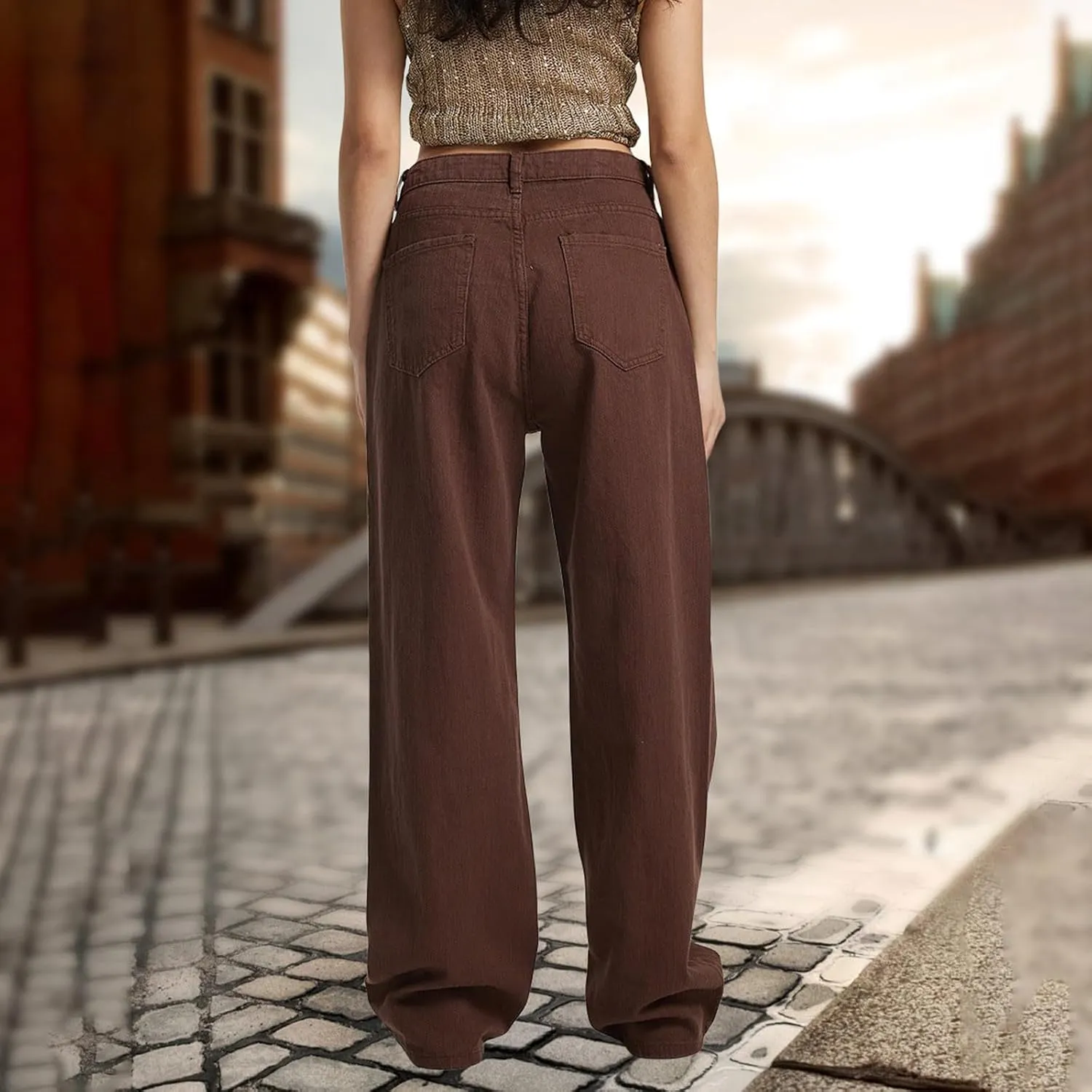 Women's High Waisted Straight Leg Jeans Button Down Zipper Loose Long Jeans Stylish Wear Fashion Outdoor Denim Pants