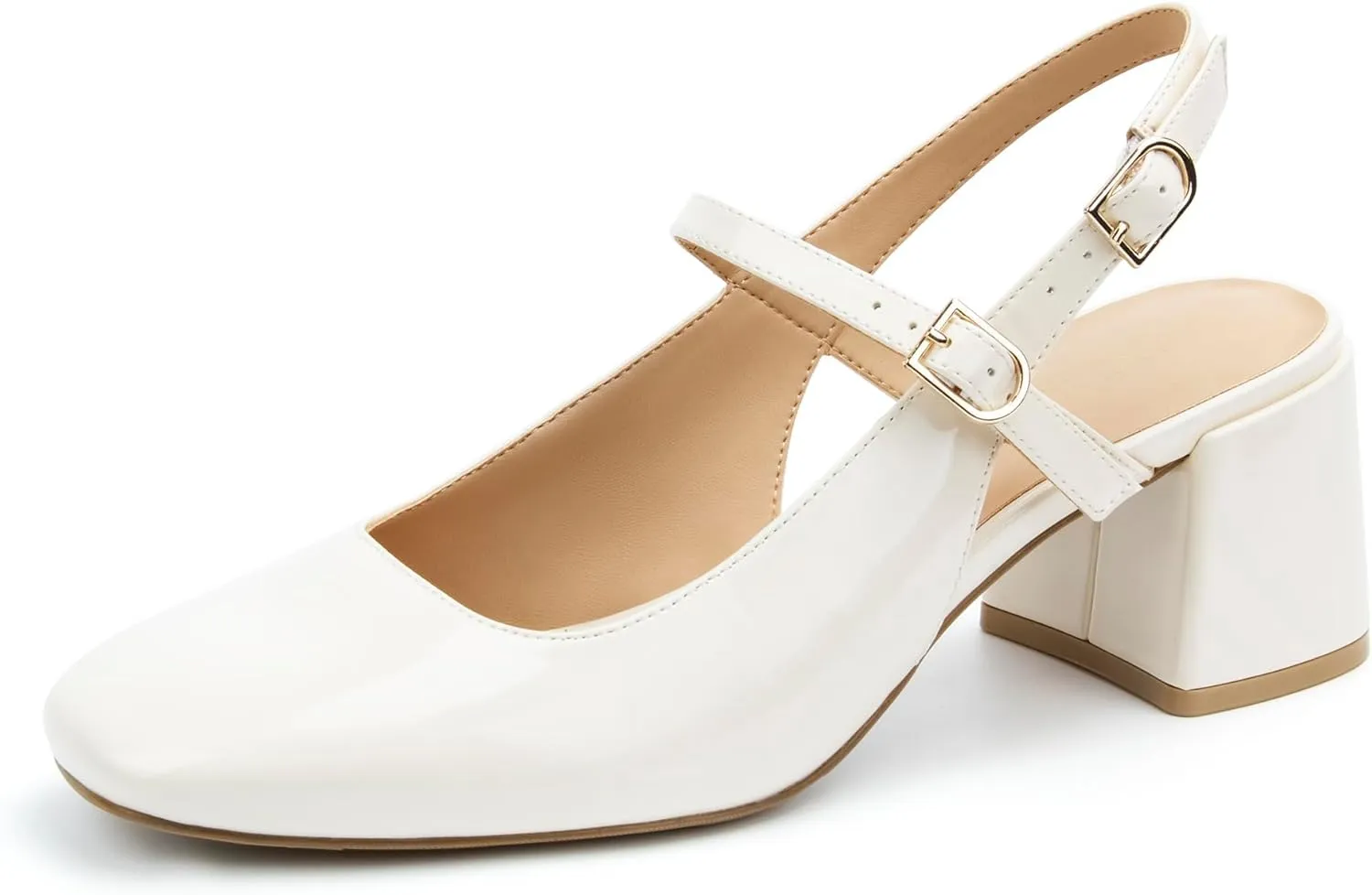 Womens Mary Jane Chunky Low Heels Pumps Square Toe Buckle Strap Wedding Party Dress Shoes