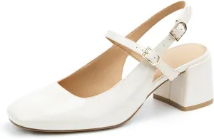 Womens Mary Jane Chunky Low Heels Pumps Square Toe Buckle Strap Wedding Party Dress Shoes