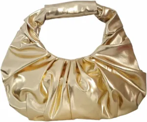 Women's Metallic Evening Clutch Purse PU Leather Pleated Bag Designer Handbag for Party Prom Wedding