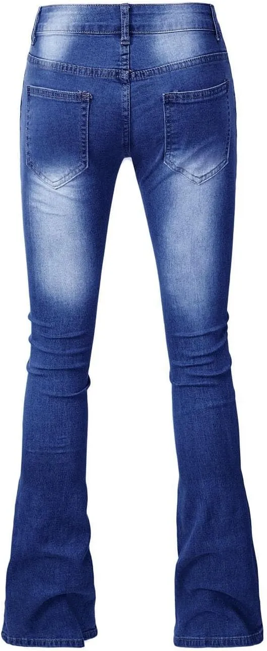 Women's Plus Size Slim Skinny Pocket Jeans Mid Rise Stretch Boot Cut Denim Pants Trousers