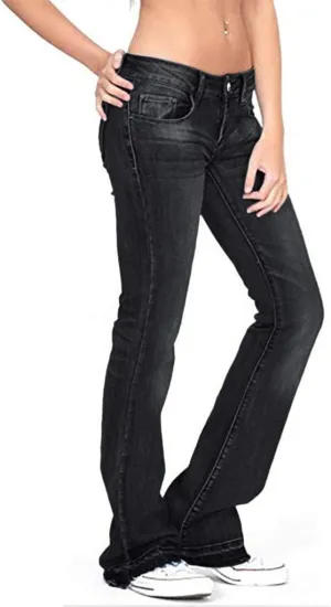 Women's Plus Size Slim Skinny Pocket Jeans Mid Rise Stretch Boot Cut Denim Pants Trousers