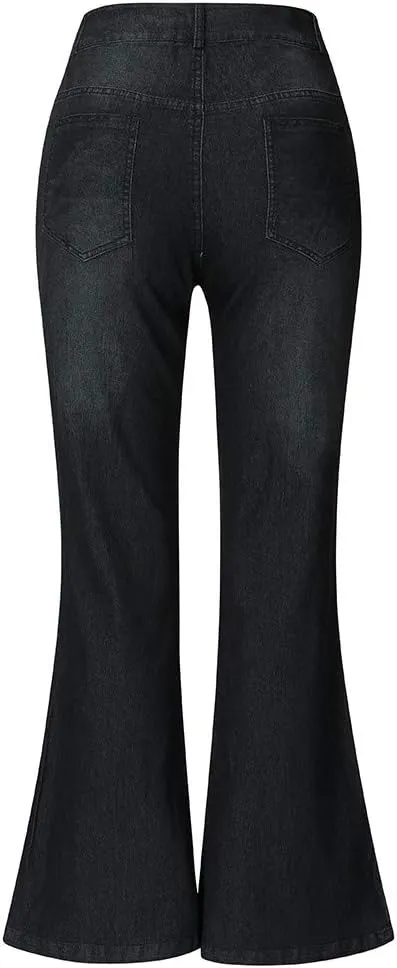 Women's Plus Size Slim Skinny Pocket Jeans Mid Rise Stretch Boot Cut Denim Pants Trousers