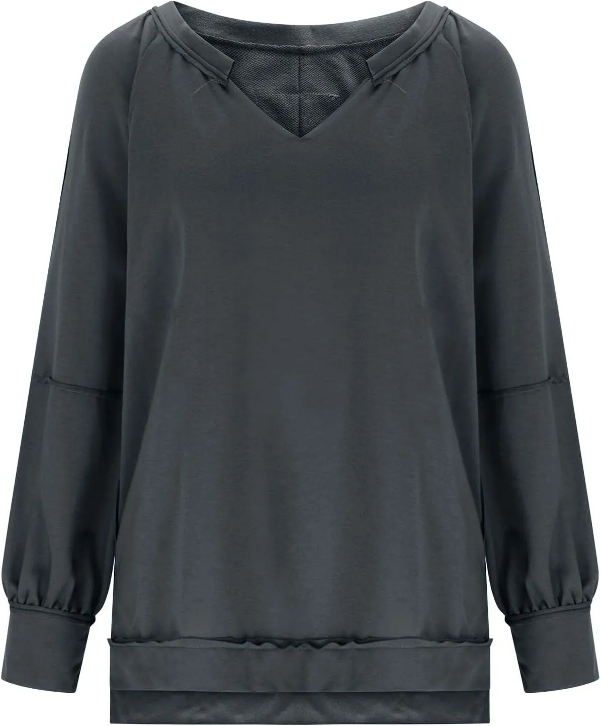 Womens Plus Size Tops Elegant Sexy Long Sleeve V Neck Causal Shirts Fashion Solid Asymmetrical Hem Blouse Spring Tops