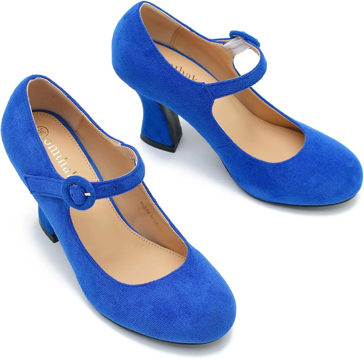 Women's Pumps Ankle Strap High Heels Close Toe Classic Comfortable Chunky Heel Mary Jane Shoes for Women Dressy Wedding Party