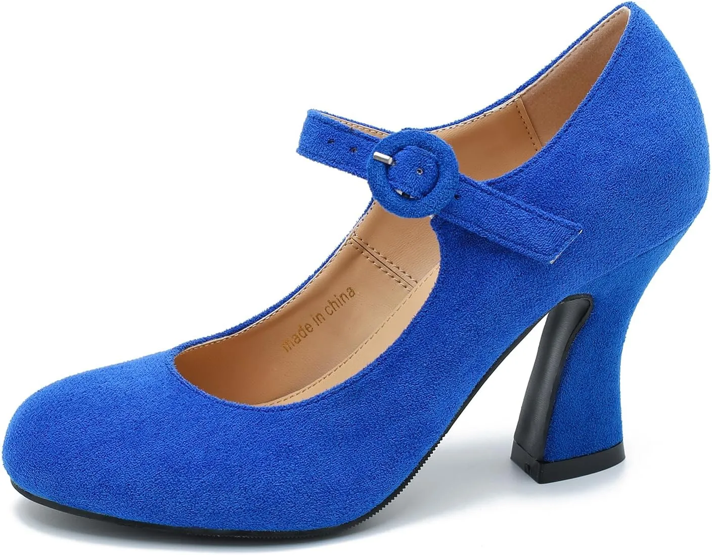 Women's Pumps Ankle Strap High Heels Close Toe Classic Comfortable Chunky Heel Mary Jane Shoes for Women Dressy Wedding Party