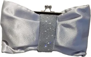Women's Rhinestone Evening Bag Satin Bow Purse Glitter Clutch Crystal Party Handbag with Chain