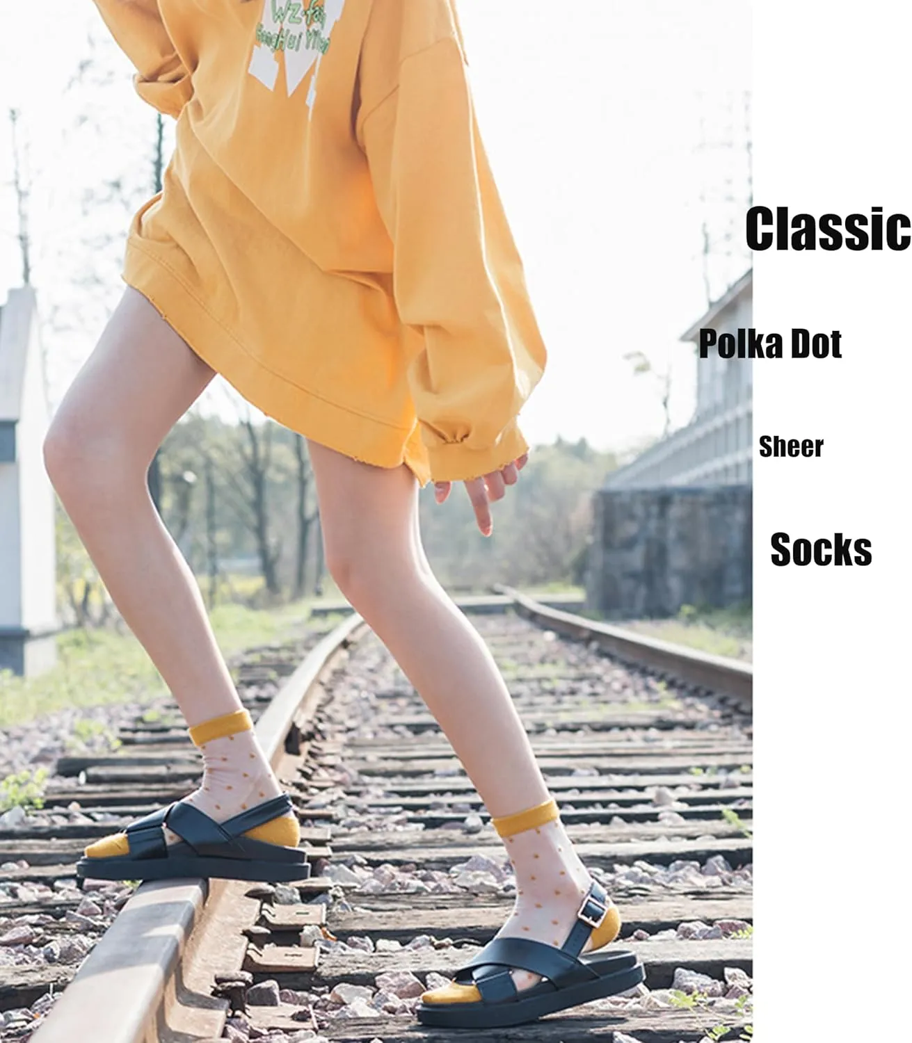 Womens Sheer Socks, Summer Transparent Thin Vintage Flower/Polka Dot Mesh Lace Elastic Jacquard Crystal Glass Socks