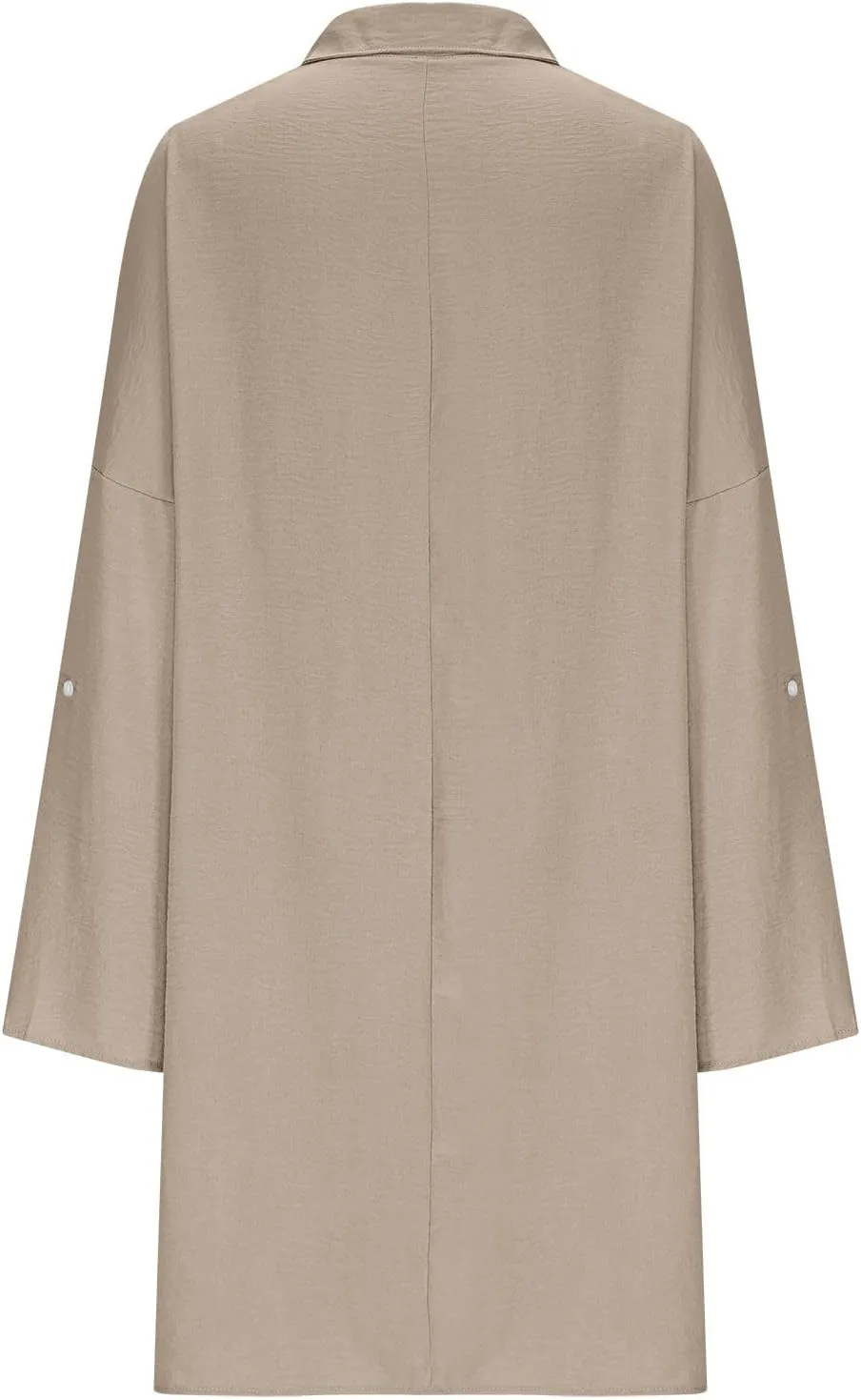 Women's Summer V Neck Shirt Dress Loose Casual Rolled Sleeve Lapel Collar A-Line Midi Shift Tunic Dresses Beach Cover Up