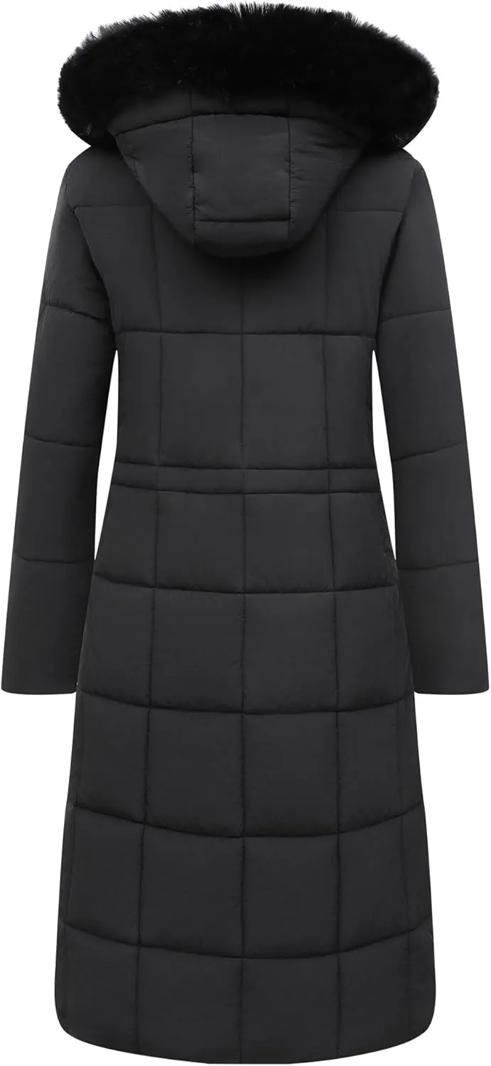 Women's Waterproof Long Winter Coat Thickened Down Alternative Jacket Warm Puffer Jacket Hooded Parka