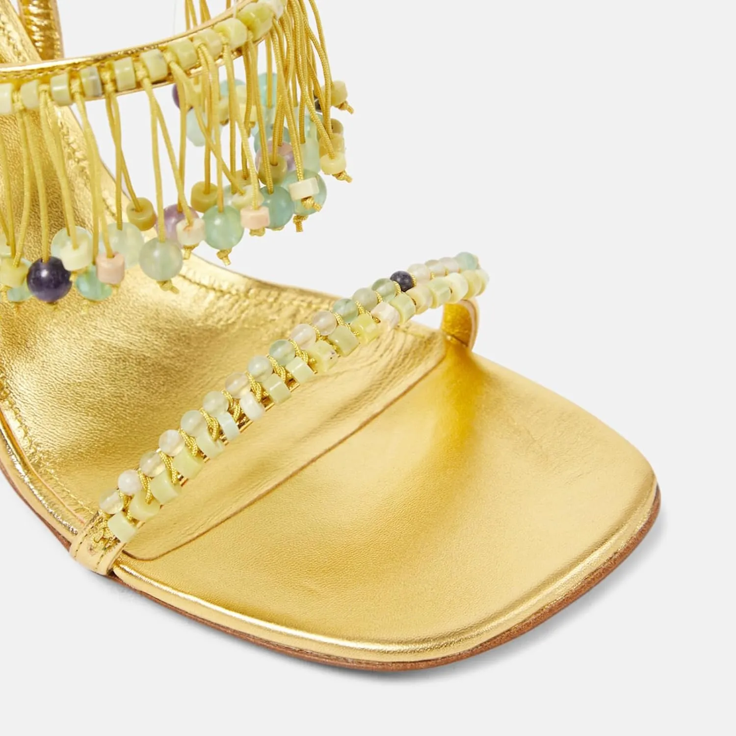 Women's（Gold Metallic/Black Velvet） High-Heeled Sandals Square Open Toe Chunky Heel Slingback Heels Crystal Tassels Ankle Strap Buckle Fashion Shoes