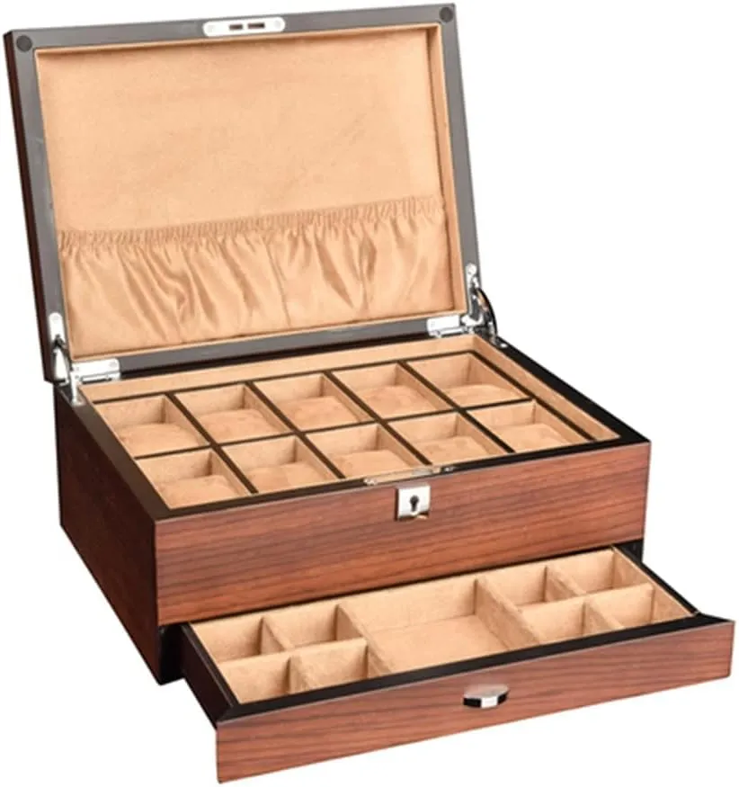 Wooden Watch Storage Boxes Case Jewelry Integrated Watch with Lock Solid Mechanical Watch Organizer Jewelry Display Holder Case