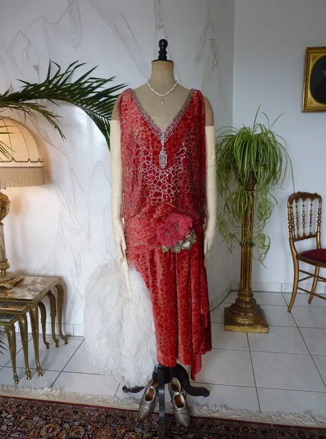 WORTH Dévoré Velvet Evening Dress, Paris, ca. 1926