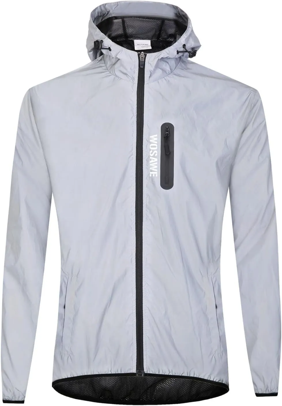WOSAWE Men Reflective Jacket Night Glowing Bomber Jacket MTB Cycling Windbreaker Travel Sport Coat