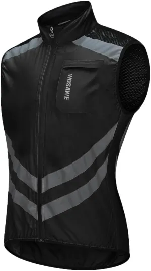 WOSAWE Men's High Visibility Cycling Wind Jacket Water Resistance Reflective Windbreaker