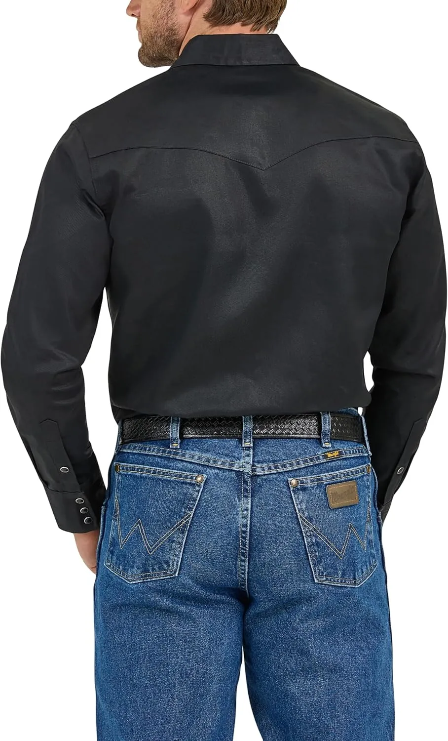 Wrangler Men's Cowboy Cut Western Long Sleeve Snap Work Shirt Firm Finish