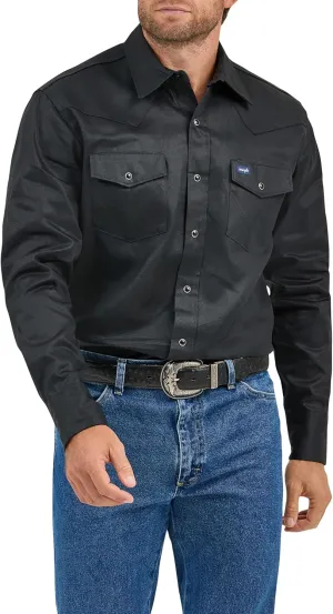 Wrangler Men's Cowboy Cut Western Long Sleeve Snap Work Shirt Firm Finish