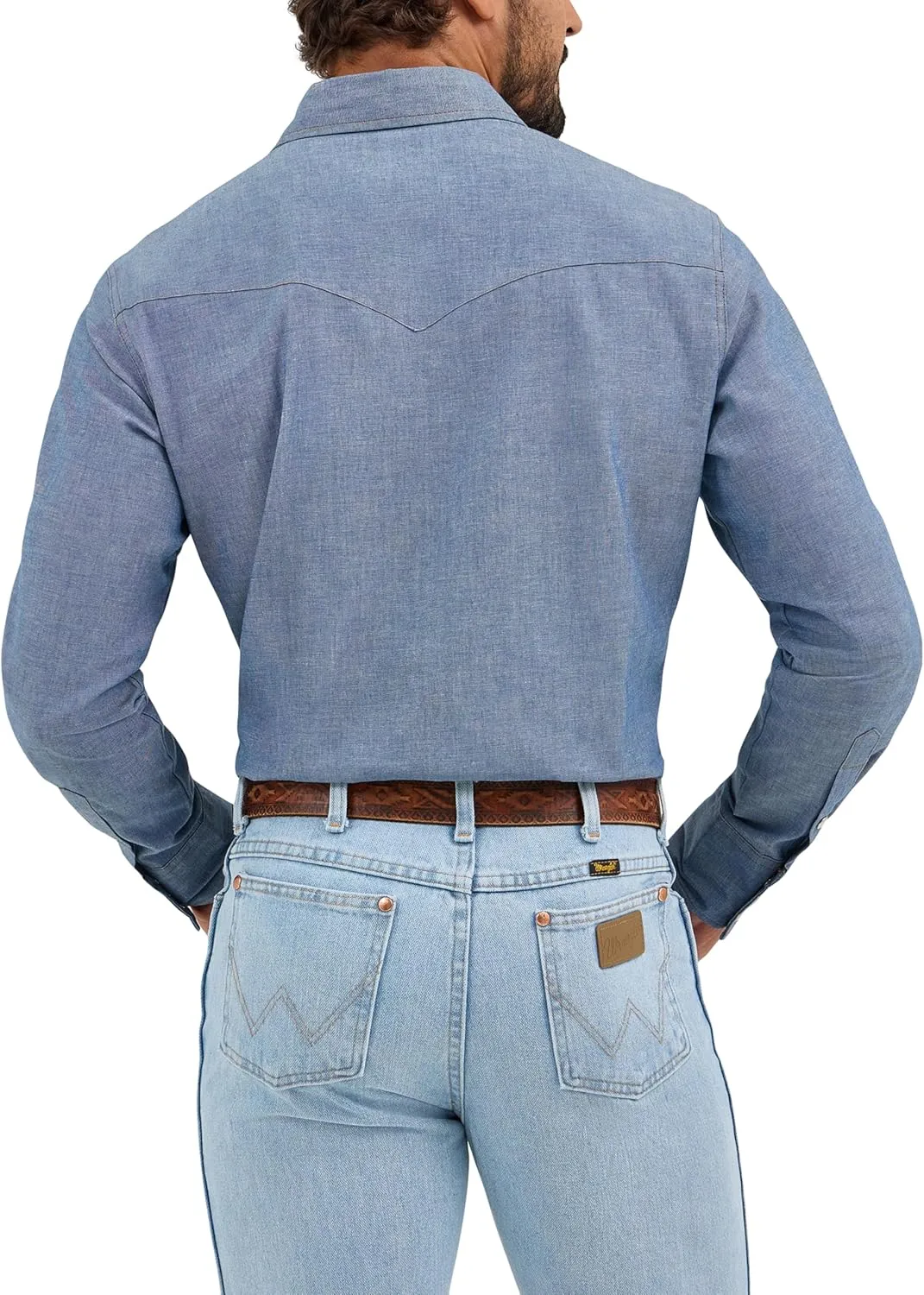 Wrangler Men's Cowboy Cut Western Long Sleeve Snap Work Shirt Firm Finish
