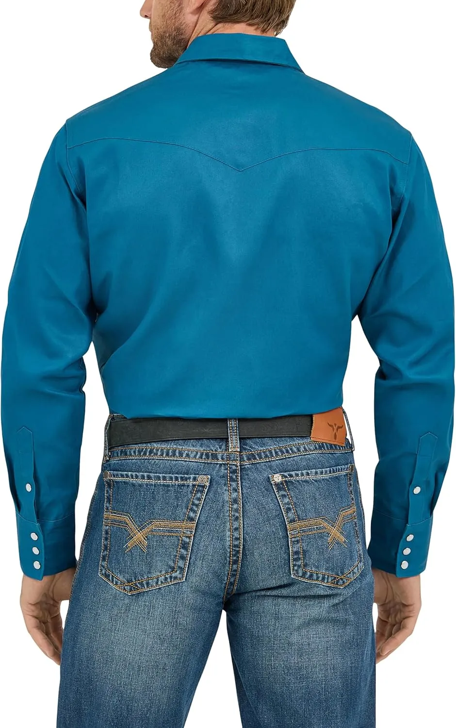 Wrangler Men's Cowboy Cut Western Long Sleeve Snap Work Shirt Firm Finish