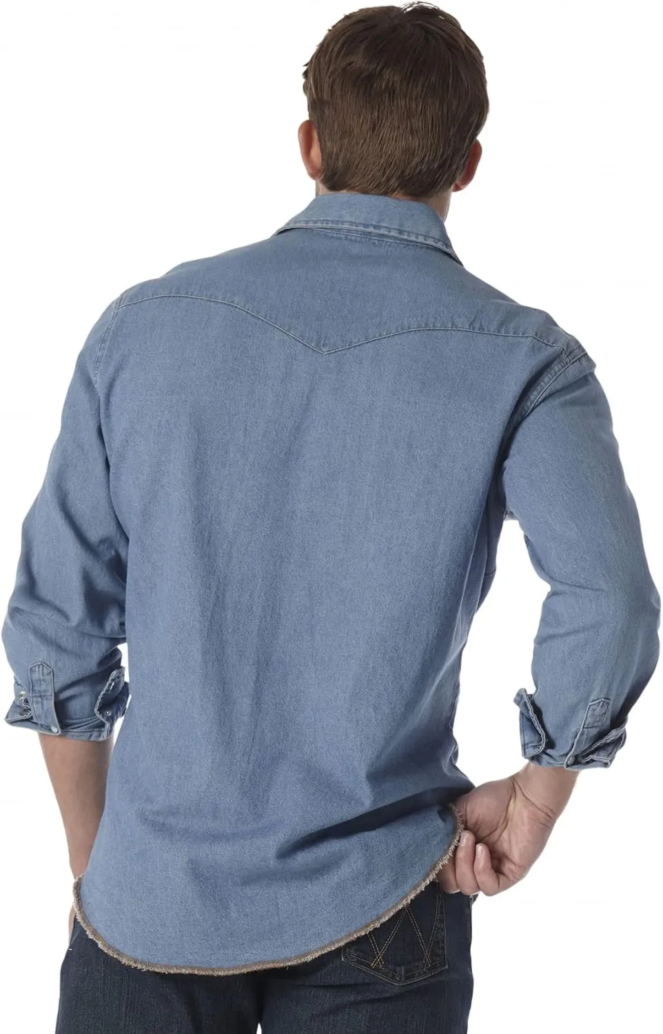 Wrangler Men's Cowboy Cut Western Long Sleeve Snap Work Shirt Firm Finish