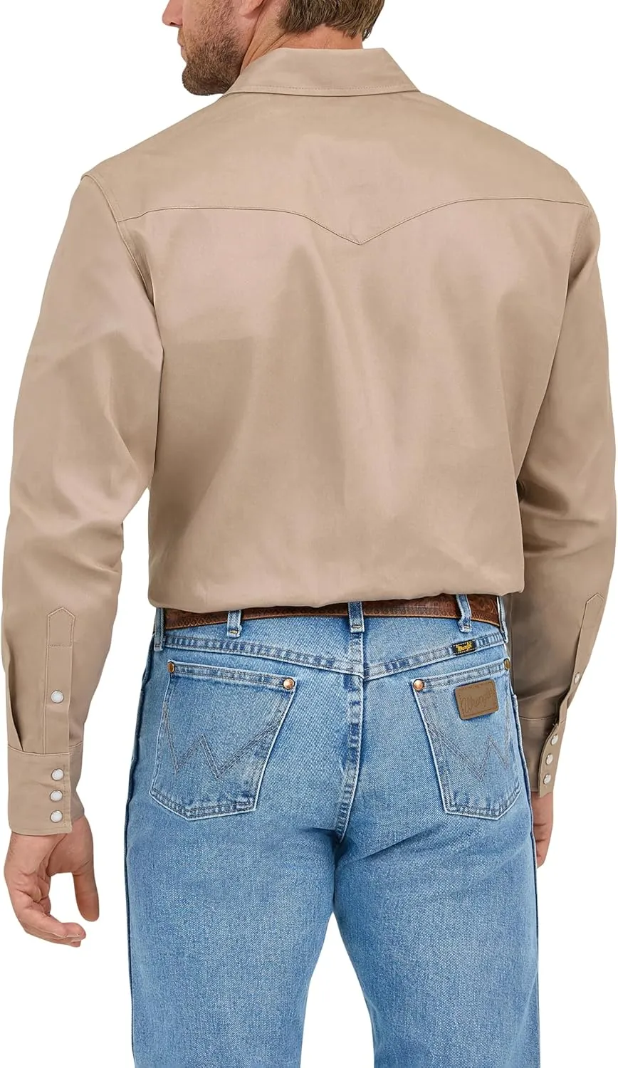 Wrangler Men's Cowboy Cut Western Long Sleeve Snap Work Shirt Firm Finish