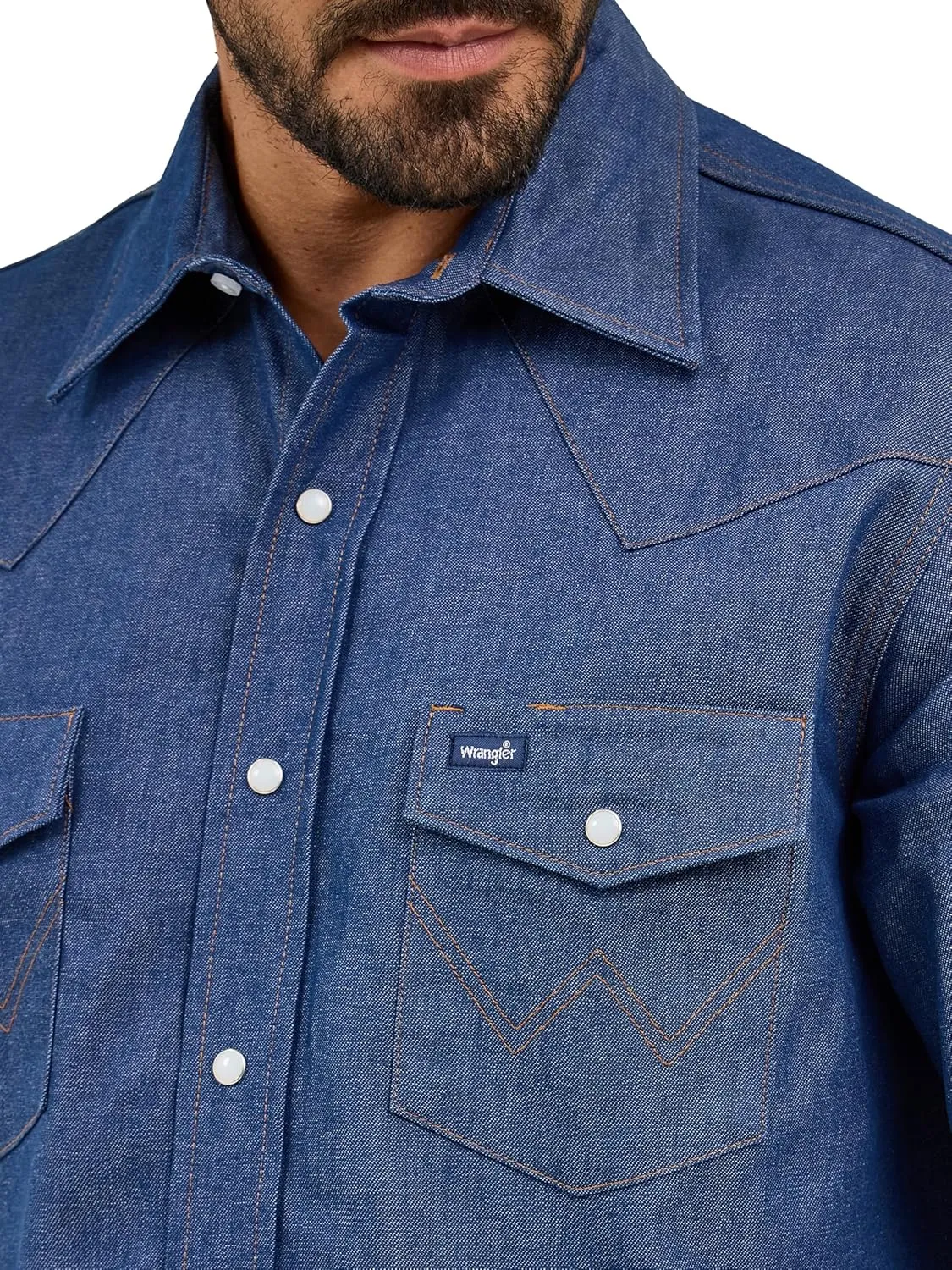 Wrangler Men's Cowboy Cut Western Long Sleeve Snap Work Shirt Firm Finish