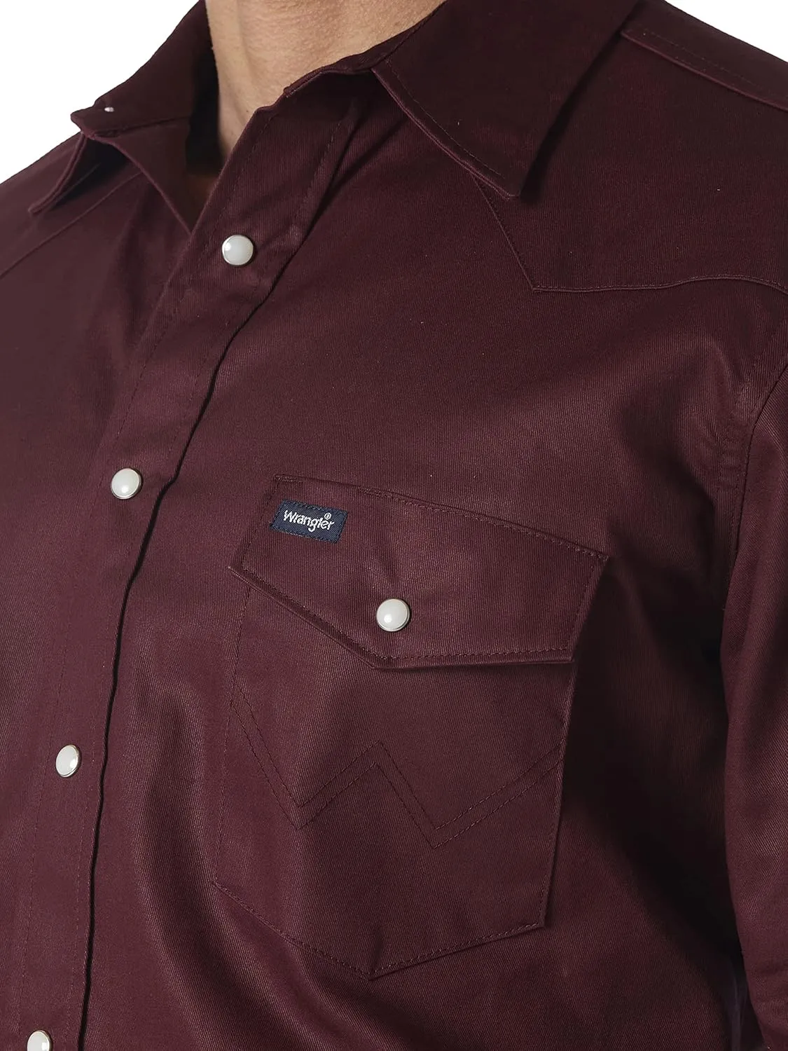 Wrangler Men's Cowboy Cut Western Long Sleeve Snap Work Shirt Firm Finish