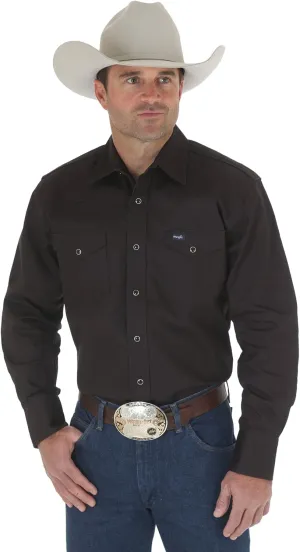 Wrangler Men's Cowboy Cut Western Long Sleeve Snap Work Shirt Firm Finish