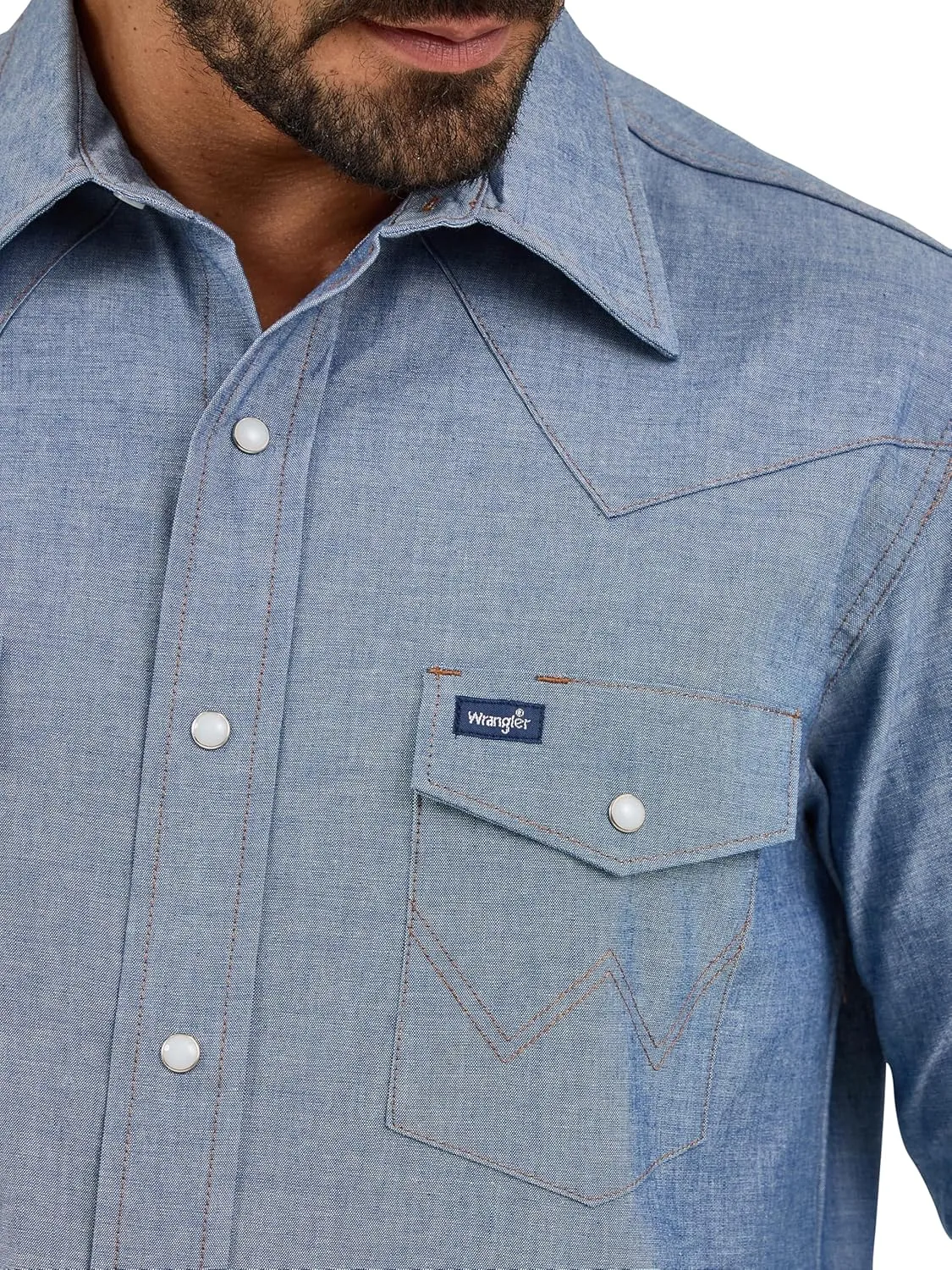Wrangler Men's Cowboy Cut Western Long Sleeve Snap Work Shirt Firm Finish