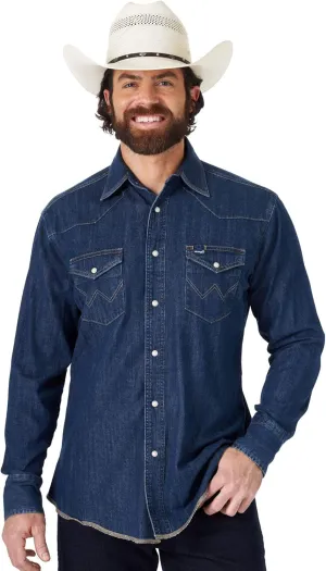 Wrangler Men's Cowboy Cut Western Long Sleeve Snap Work Shirt Firm Finish