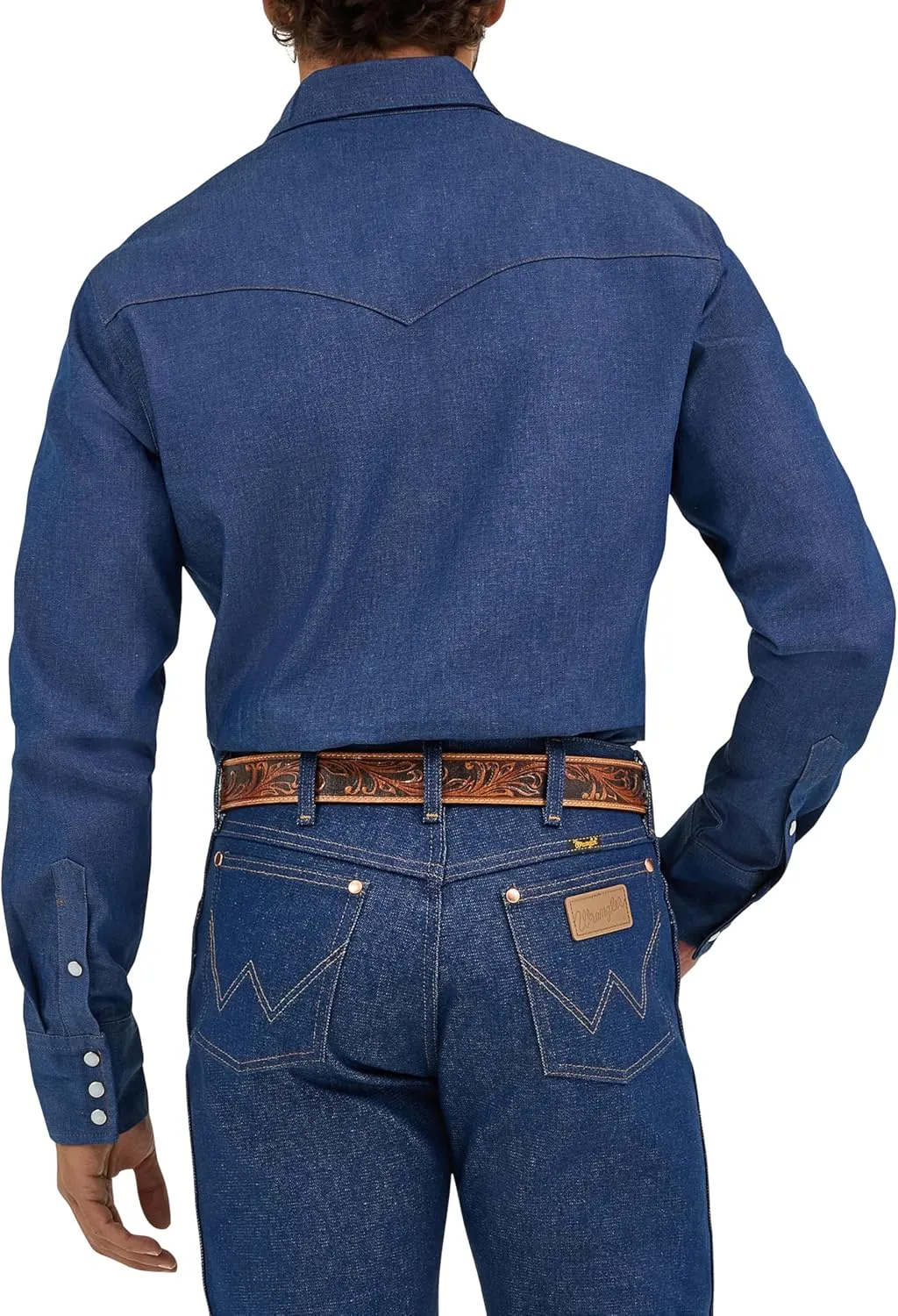 Wrangler Men's Cowboy Cut Western Long Sleeve Snap Work Shirt Firm Finish