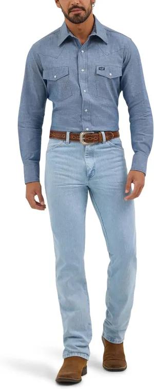 Wrangler Men's Cowboy Cut Western Long Sleeve Snap Work Shirt Firm Finish
