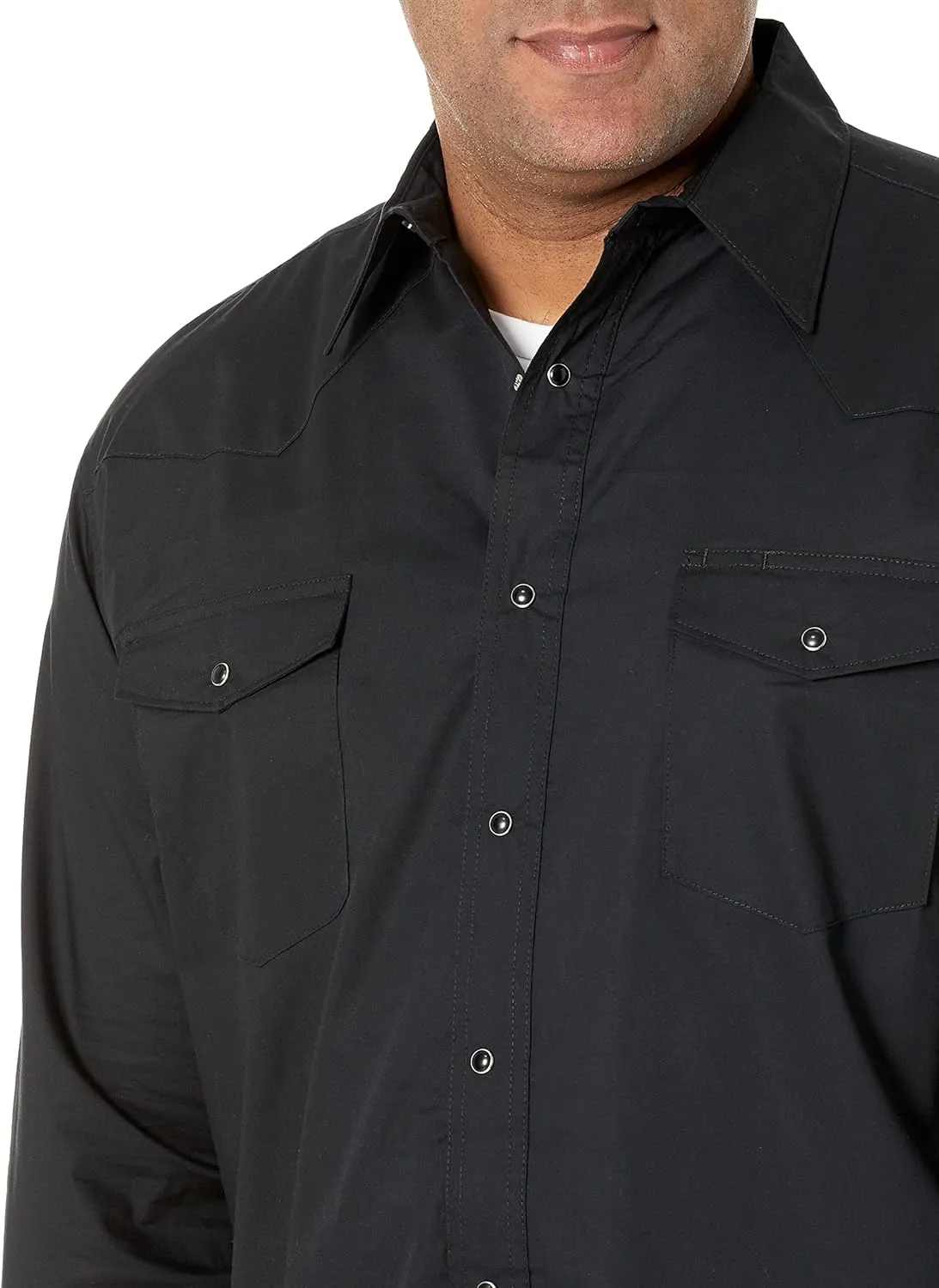 Wrangler Men's Sport Western Basic Two Pocket Long Sleeve Snap Shirt