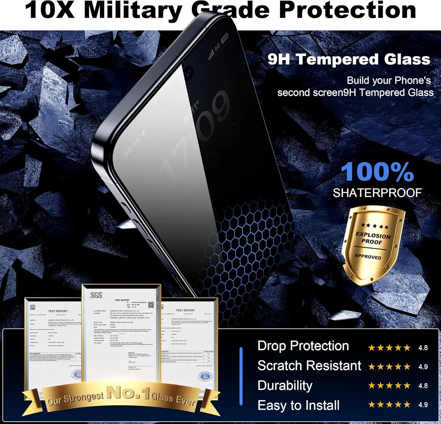 WSKEN Privacy Screen Protector for iPhone 15 Pro 6.1 inch,[Auto-Dust Removal] Full Coverage Screen 2.5D Edge 28 Degree 10s HD Tempered Glass Film with Dust Clean Installing House 2023 5G,4 Pack