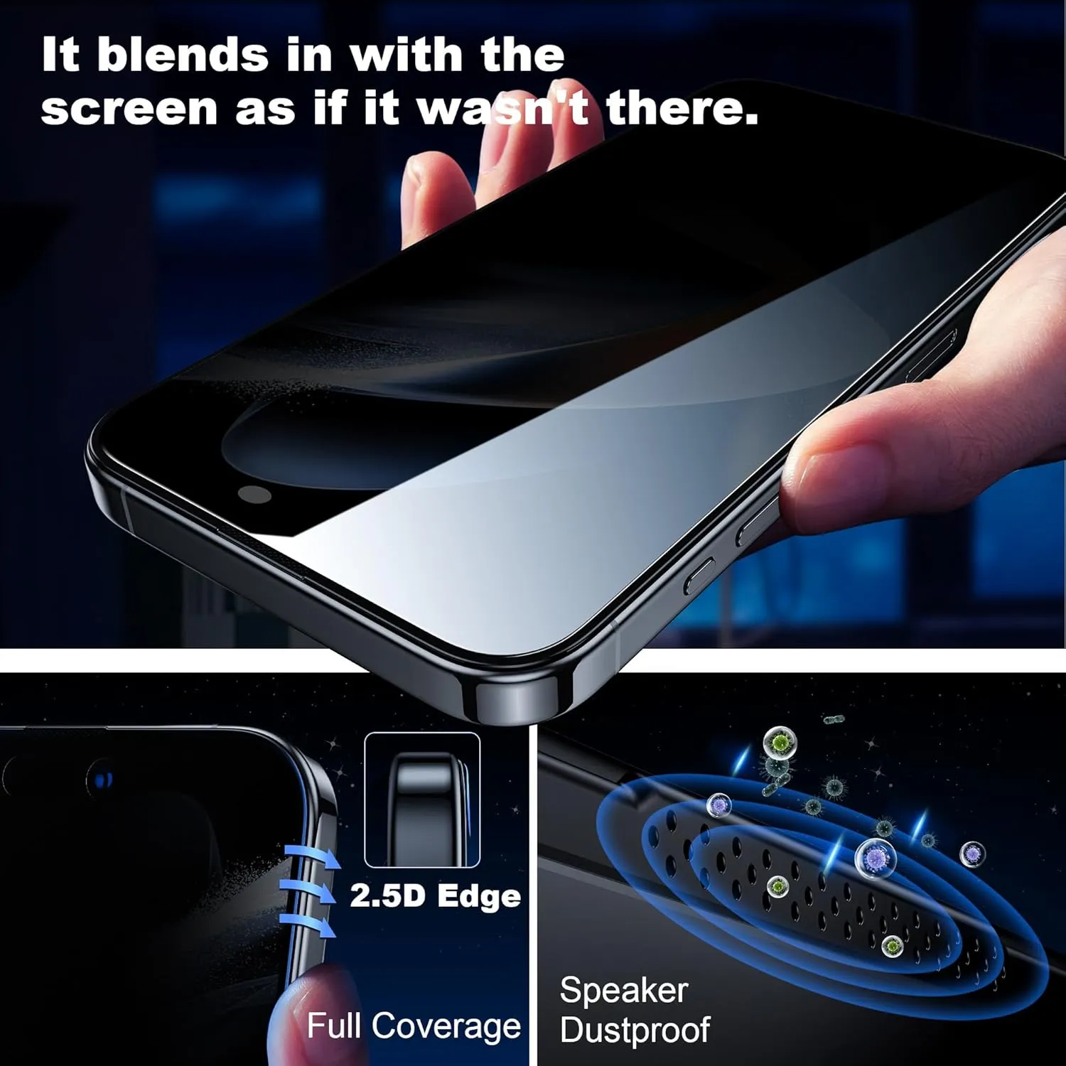 WSKEN Privacy Screen Protector for iPhone 15 Pro 6.1 inch,[Auto-Dust Removal] Full Coverage Screen 2.5D Edge 28 Degree 10s HD Tempered Glass Film with Dust Clean Installing House 2023 5G,4 Pack