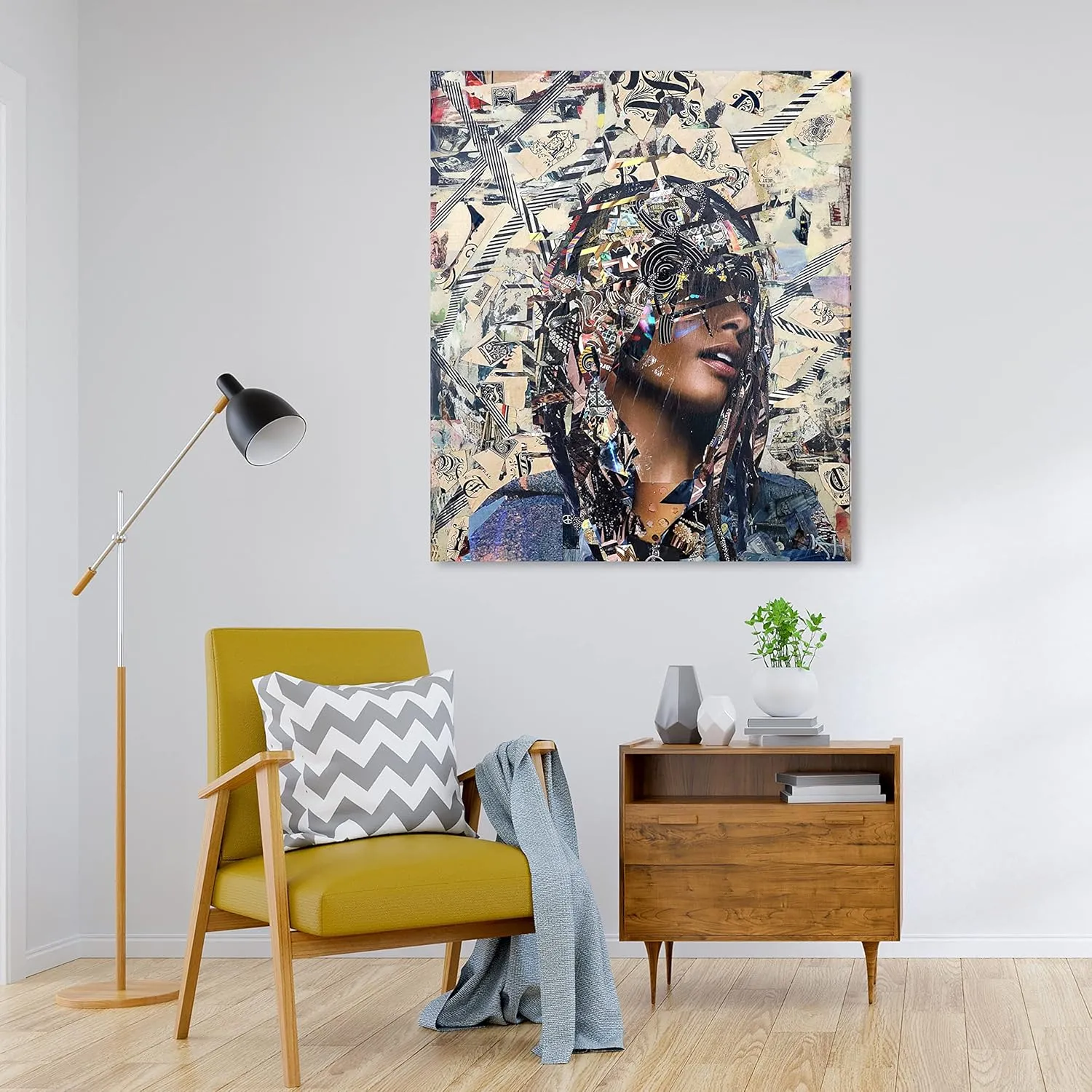 Wynwood Studio Fashion and Glam Modern Wrapped Canvas Art - Katy Hirschfeld - Denim Classic Print, Wall Art for Living Room, Bedroom, and Bathroom, 30 in x 30 in, White and Brown Home Decor