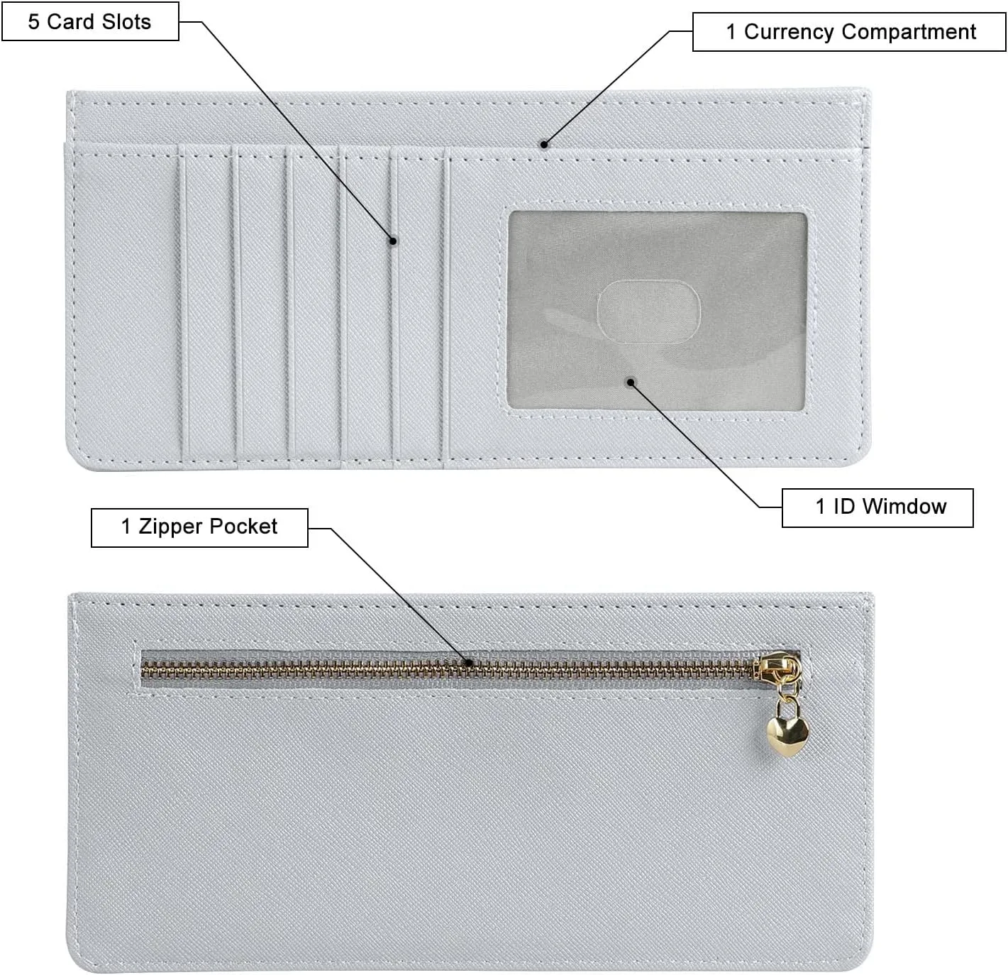 XEYOU Women Slim Rfid Blocking Credit Card Case Holder Wallet Zip ID Case Wallet Small Compact Leather Wallet Coin Purse