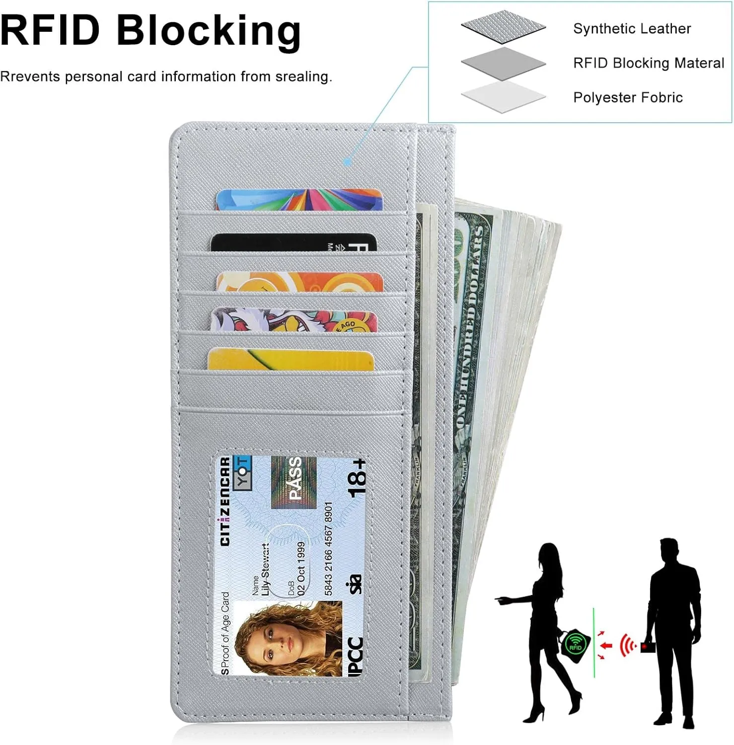 XEYOU Women Slim Rfid Blocking Credit Card Case Holder Wallet Zip ID Case Wallet Small Compact Leather Wallet Coin Purse