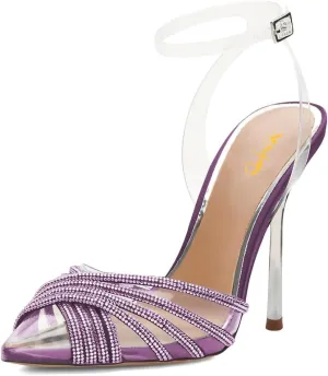 XYD Women Clear Pointed Toe Sandals Crystal Shimmering Rhinestones Stiletto High Heels Transparent Ankle Strap Ladies Chic Evening Party Pumps Shoes