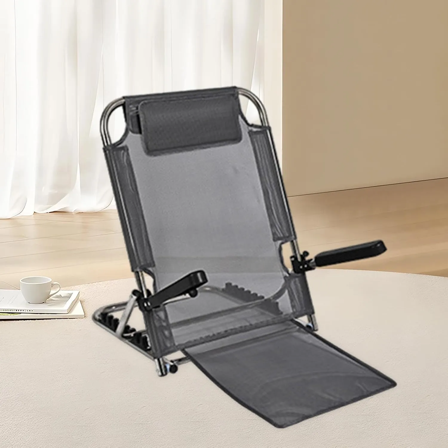Yajuyi Multi-Function Floor Chair with Adjustable Backrest and, Stainless Grey