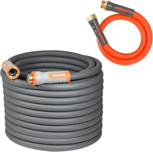 YAMATIC Heavy Duty 100 ft & 3 ft Garden Hose Bundle with Swivel Handle